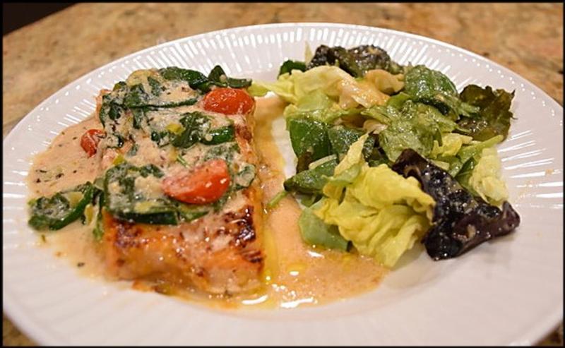 Bob LaMorte’s miso salmon with creamy garlic sauce. BOB LAMORTE PHOTO